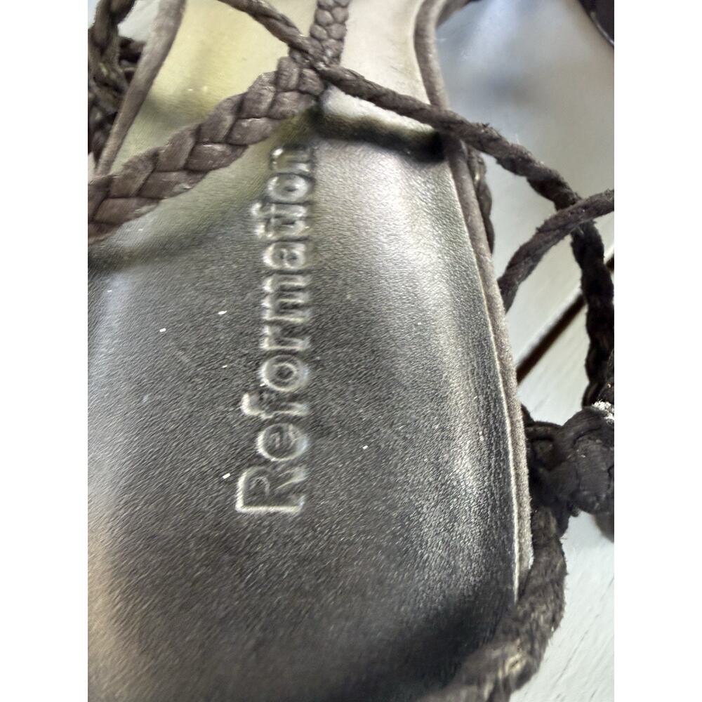 Reformation Porto Sandals Women’s Size 7.5M Black Suede Strappy Lace Up Heels - Picture 11 of 15